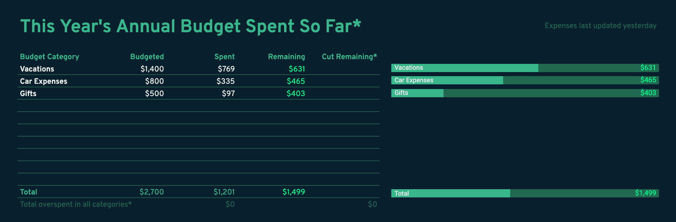 This template helps you plan for irregular or annual expenses.