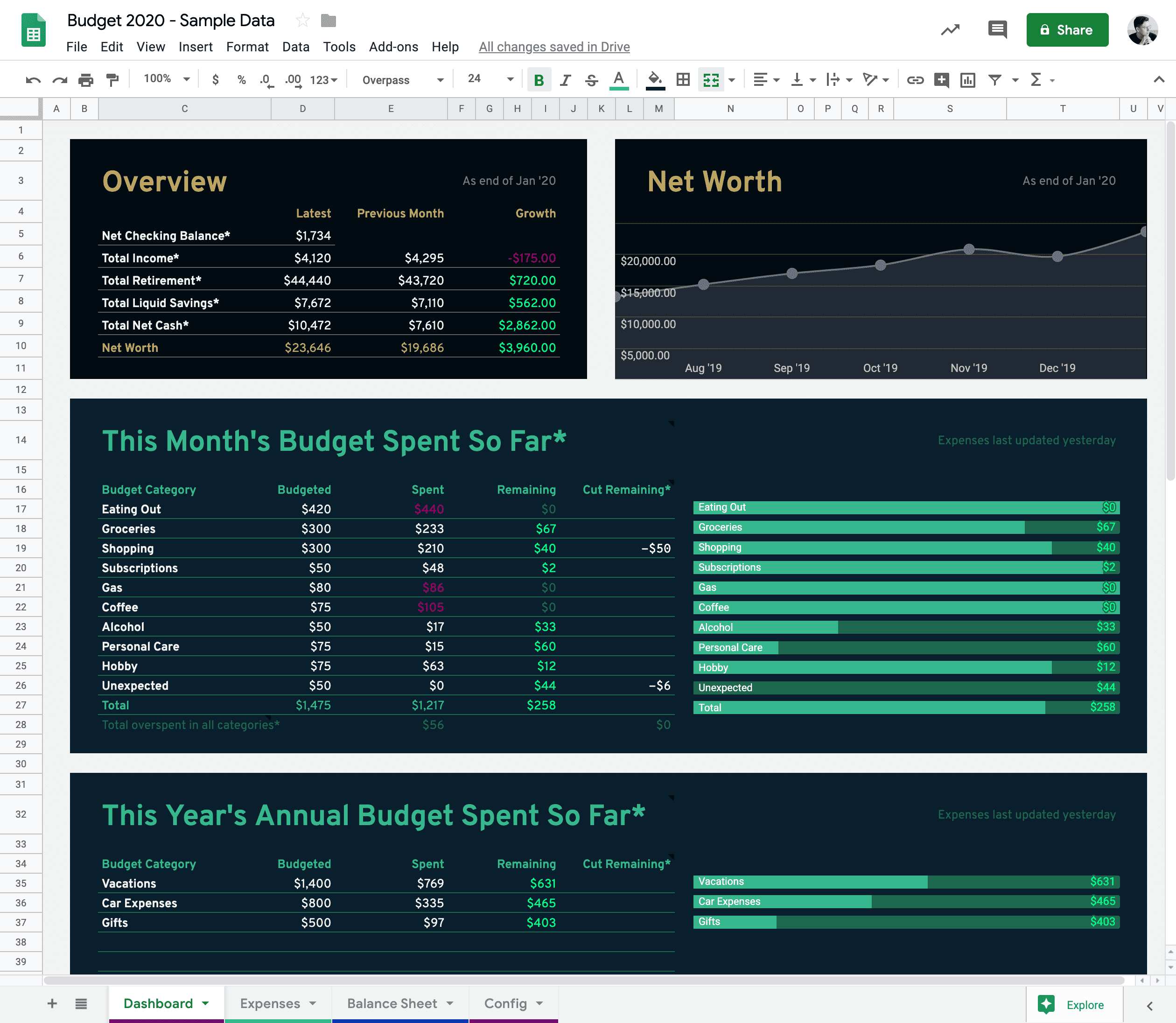 Monthly Budget Spreadsheet - V2 - Blue